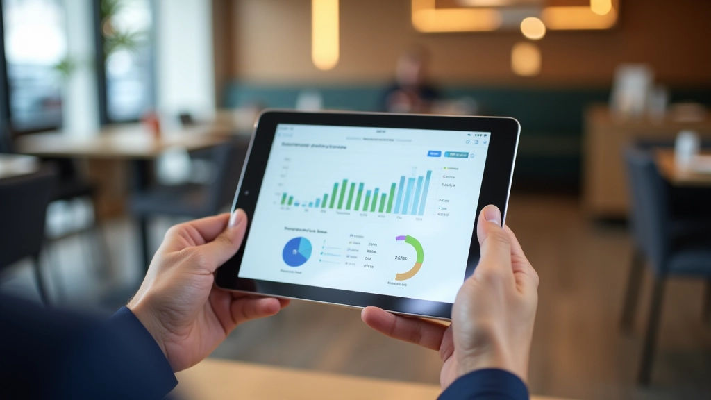 Tablet der viser dashboard med investerings-app og porteføljedata